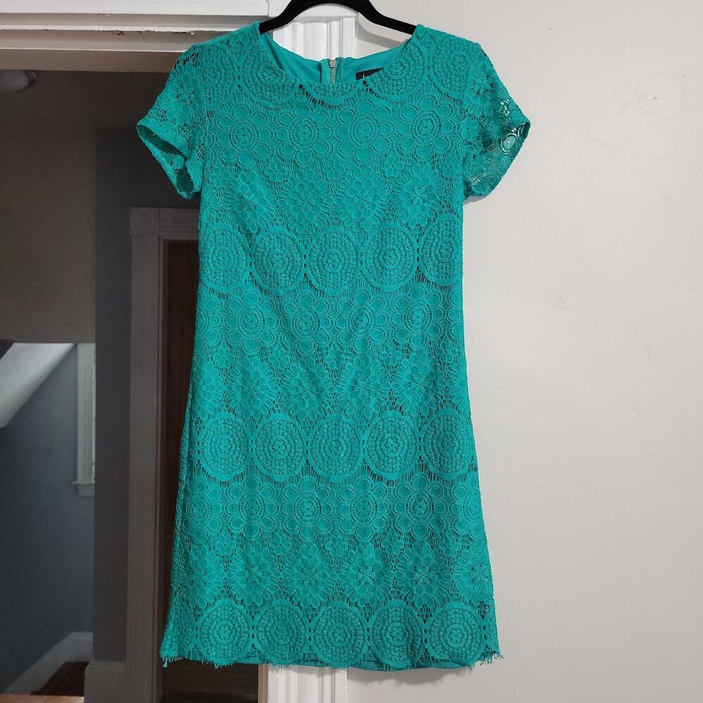 Laundry Sz 2 Teal Lace Overlay Sheath Dress